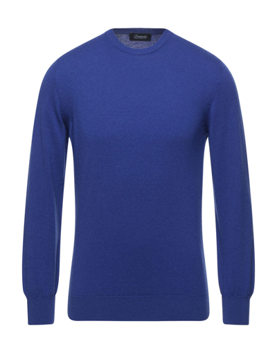 Shop Drumohr Man Sweater Bright Blue Size 38 Wool, Cashmere