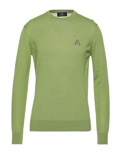 Shop Aquascutum Man Sweater Green Size L Virgin Wool, Cotton
