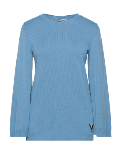 Shop Valentino Garavani Woman Sweater Sky Blue Size M Cashmere