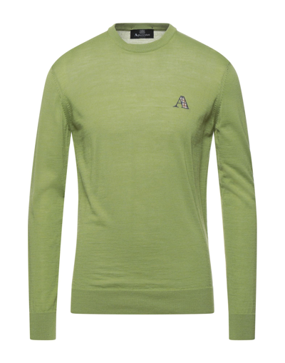 Shop Aquascutum Man Sweater Green Size M Virgin Wool, Cotton