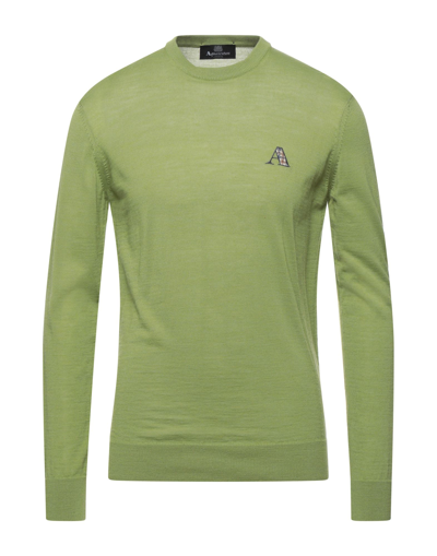 Shop Aquascutum Man Sweater Green Size L Virgin Wool, Cotton