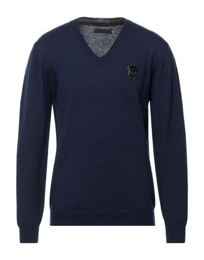 Shop Frankie Morello Man Sweater Midnight Blue Size 3xl Wool