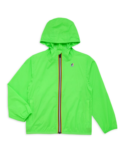 Shop K-way Little Boy's & Boy's Claude Hooded Windbreaker Jacket In Intense Green