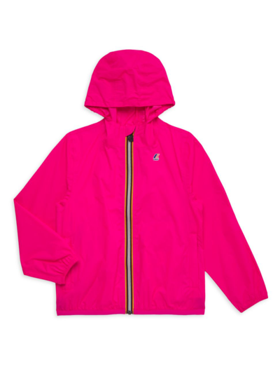 Shop K-way Little Girl's & Girl's Claude Hooded Windbreaker Jacket In Pink Intense