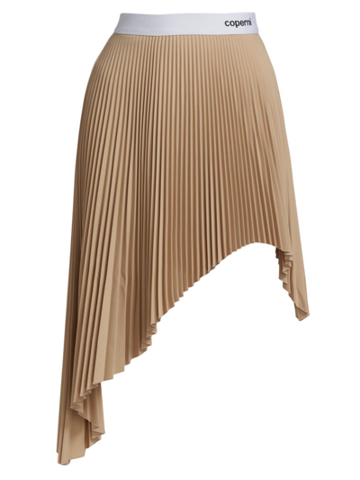 Shop Coperni Women's Sunray Asymmetric Pleated Skirt In Beige