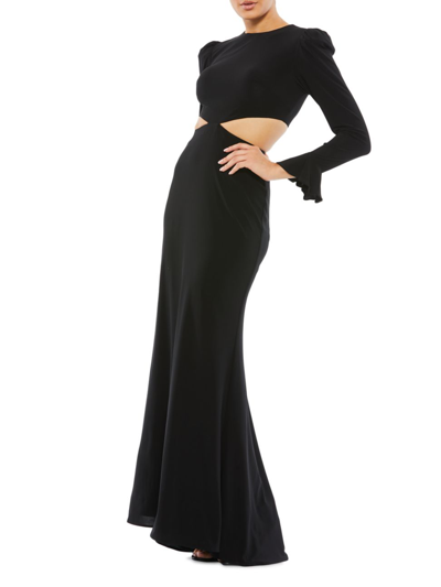 Shop Mac Duggal Women's Ieena Cut-out Jersey A-line Gown In Black