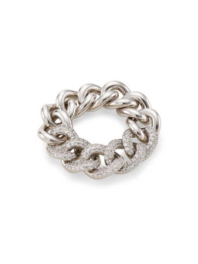 Shop Adriana Orsini Elevate Rhodium-plated Cubic Zirconia Pavé Curb Chain Ring
