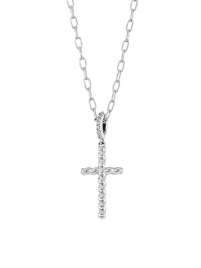 Shop Adriana Orsini Women's Veritas Sterling Silver & Cubic Zirconia Cross Pendant Necklace