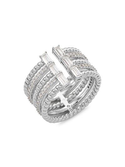 Shop Adriana Orsini Women's Veritas Rhodium-plated Cubic Zirconia Twist Ring In Silver