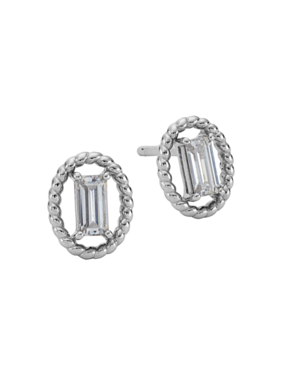 Shop Adriana Orsini Women's Veritas Rhodium-plated Cubic Zirconia Earrings In Silver