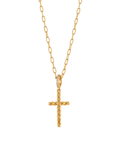 Shop Adriana Orsini Women's Veritas 18k-gold-plated & Cubic Zirconia Cross Pendant Necklace