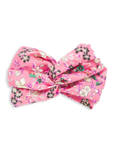Shop Etro Knotted Floral Print Turban Headband In Pink