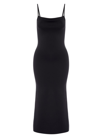 Shop Good American Women's Spaghetti Scuba Midi-dress In Black