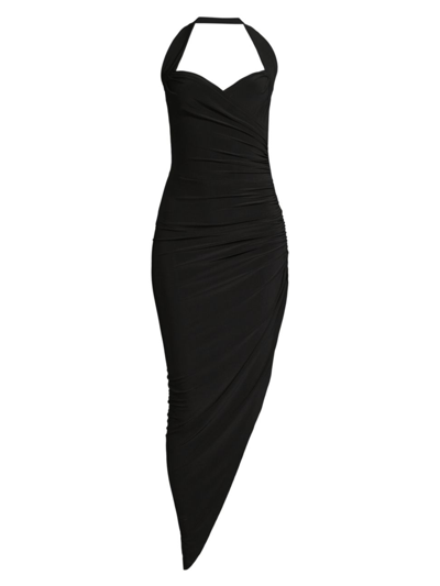 Shop Norma Kamali Women's Cayla Draped Asymmetric Jersey Gown In Black