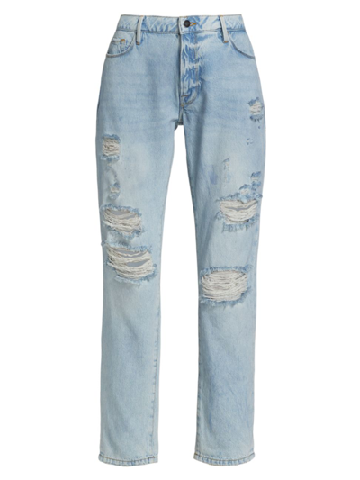 Shop Frame Women's Le Garcon Mid-rise Distressed Boyfriend Jeans In Natoma