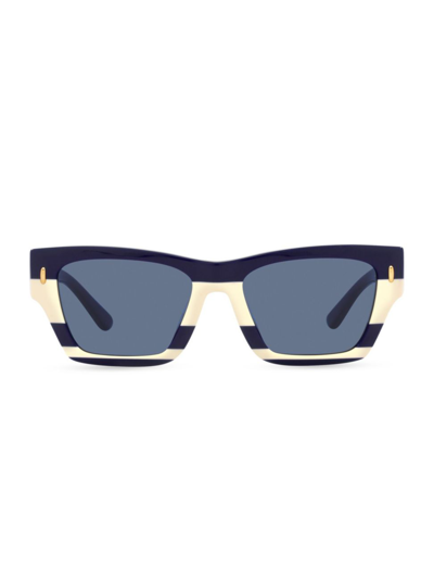 Shop Tory Burch Women's 52mm Rectangular Sunglasses In Navy
