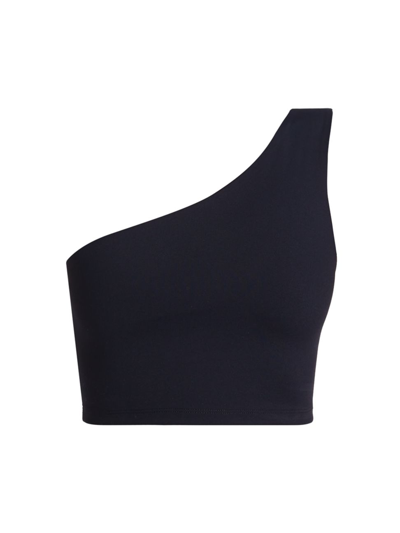 Shop Susana Monaco Women's One-shoulder Cropped Top In Midnight