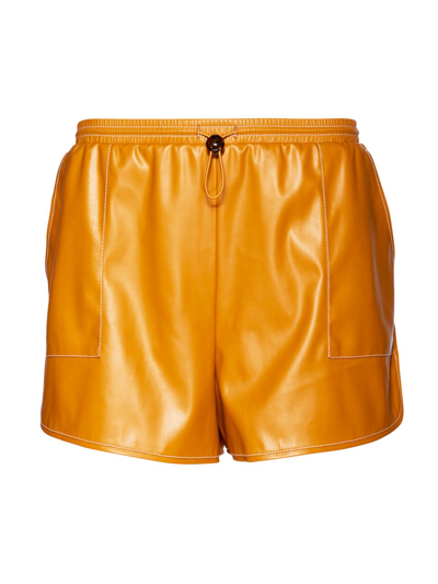 Shop Staud Women's Veneto Faux Leather Shorts In Honey