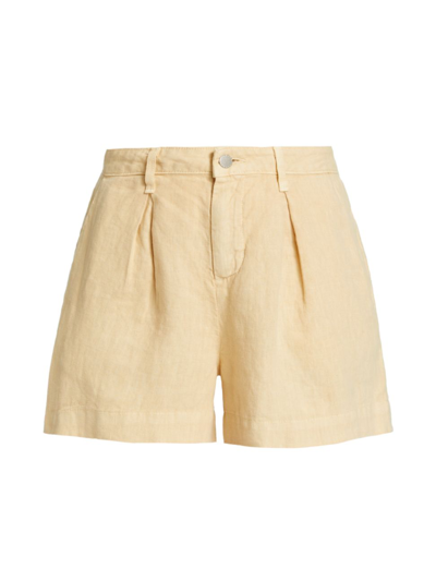 Shop L Agence Women's Zahari Pleated Linen Shorts In Sand
