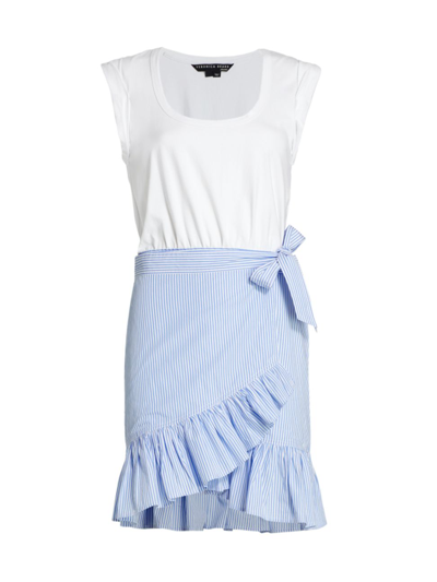 Shop Veronica Beard Women's Addyson Striped Wrap Dress In White Blue