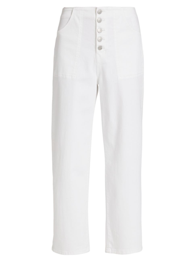 Shop Veronica Beard Women's Crosbie High-rise Stretch Wide Crop Jeans In White