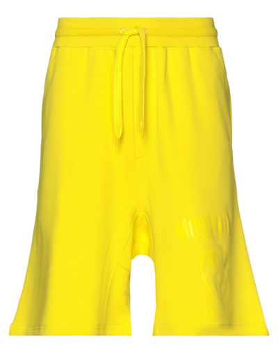 Shop Moschino Man Shorts & Bermuda Shorts Yellow Size 36 Cotton