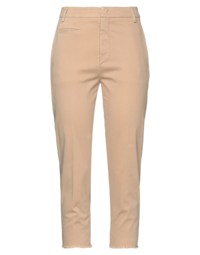 Shop Dondup Woman Cropped Pants Beige Size 4 Cotton, Elastane