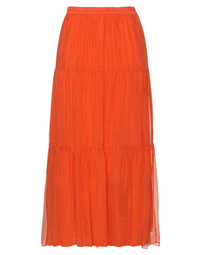 Shop Angela Davis Long Skirts In Orange