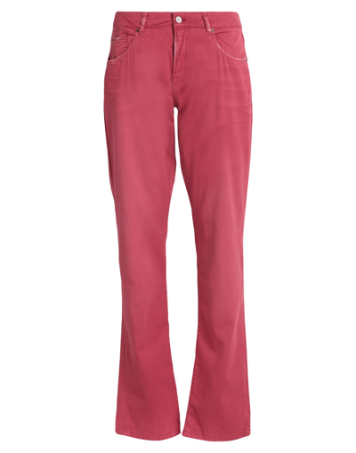 Shop Napapijri Woman Jeans Garnet Size 29 Cotton, Elastane In Red