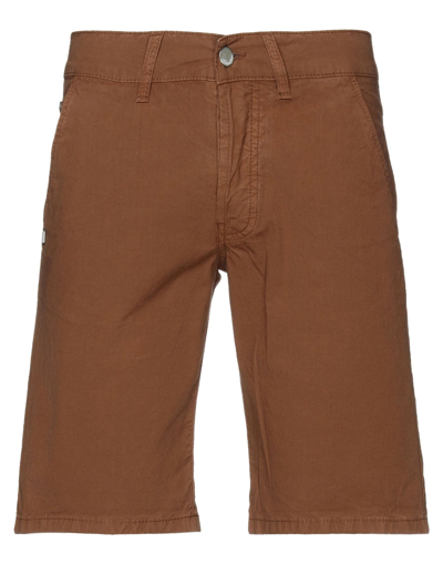 Shop Daniele Alessandrini Man Shorts & Bermuda Shorts Brown Size 30 Cotton, Elastane