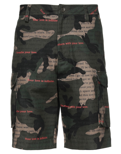 Shop Valentino Garavani Man Shorts & Bermuda Shorts Military Green Size 32 Cotton