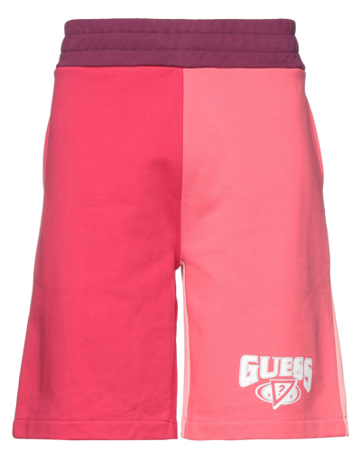 Shop Guess Man Shorts & Bermuda Shorts Coral Size S Cotton In Red