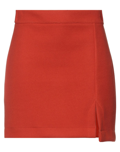 Shop Haveone Woman Mini Skirt Orange Size M Acrylic, Polyester, Wool
