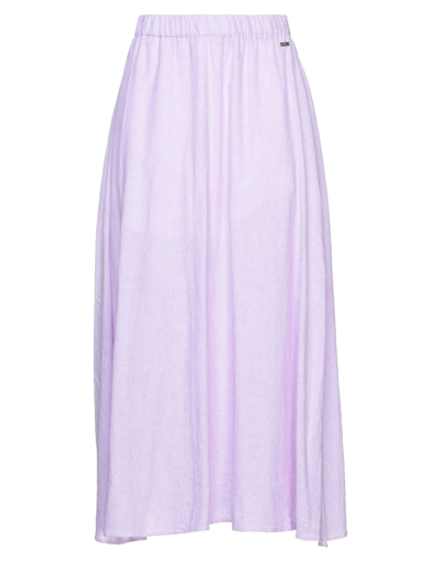 Shop Armani Exchange Woman Midi Skirt Pink Size 6 Cotton, Linen