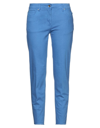 Shop 19.70 Nineteen Seventy Woman Denim Pants Bright Blue Size 10 Cotton, Elastane