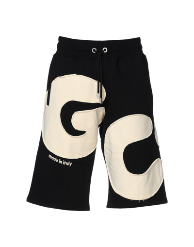 Shop Gcds Andy Logo Oversized Sweatshorts Man Shorts & Bermuda Shorts Black Size Xl Cotton