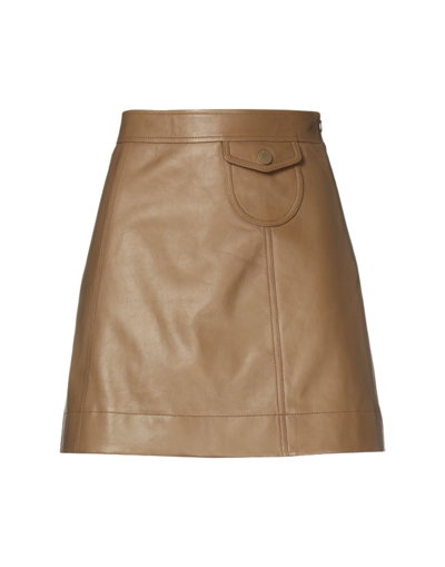 Shop See By Chloé Woman Mini Skirt Khaki Size 8 Lambskin In Beige