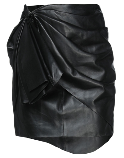 Shop Alexandre Vauthier Woman Mini Skirt Black Size 10 Lambskin