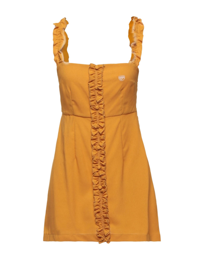 Shop Chiara Ferragni Woman Mini Dress Ocher Size S Polyester In Yellow