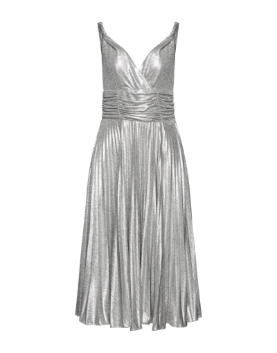 Shop Sologioie Midi Dresses In Silver