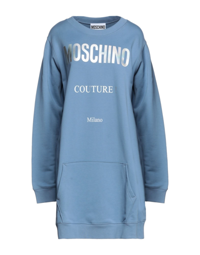 Shop Moschino Woman Mini Dress Pastel Blue Size 10 Cotton