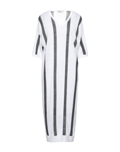 Shop Accuà By Psr Woman Midi Dress White Size 6 Polyester, Linen, Cotton, Viscose