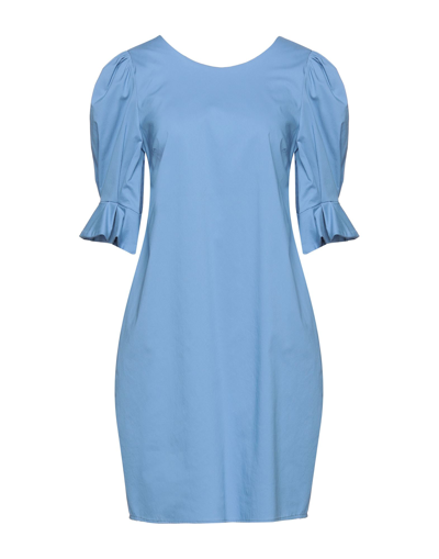 Shop Paperlace London Woman Mini Dress Pastel Blue Size 10 Cotton, Elastane