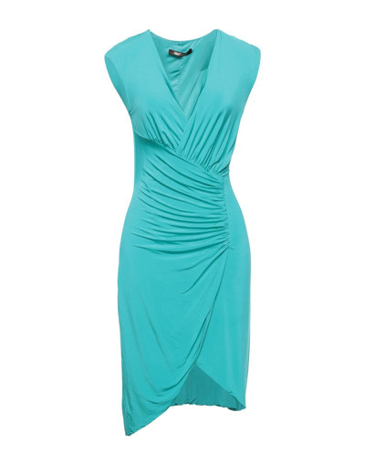 ROBERTO CAVALLI ROBERTO CAVALLI WOMAN MINI DRESS TURQUOISE SIZE 6 VISCOSE, ELASTANE 