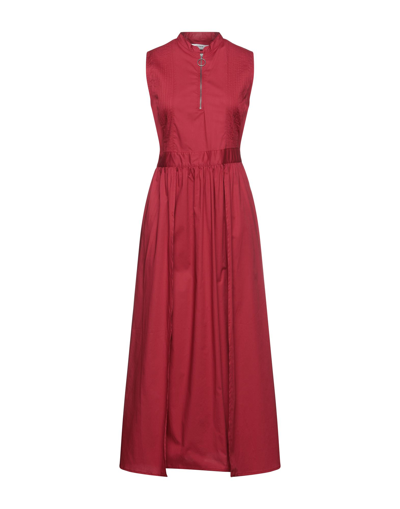 Shop Alpha Studio Woman Long Dress Brick Red Size 2 Cotton, Elastane