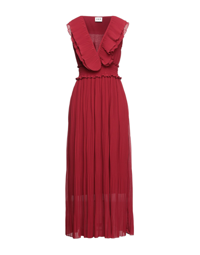 Shop Berna Woman Long Dress Brick Red Size S Polyester, Viscose, Elastane