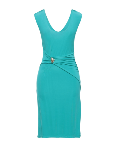 Shop Roberto Cavalli Woman Mini Dress Turquoise Size 10 Viscose, Elastane In Blue