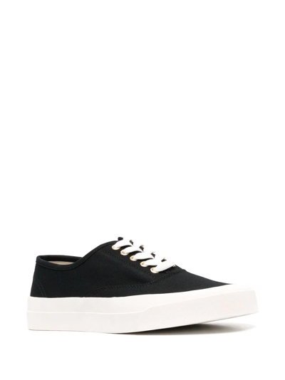 Shop Maison Kitsuné Low-top Canvas Sneakers In Schwarz