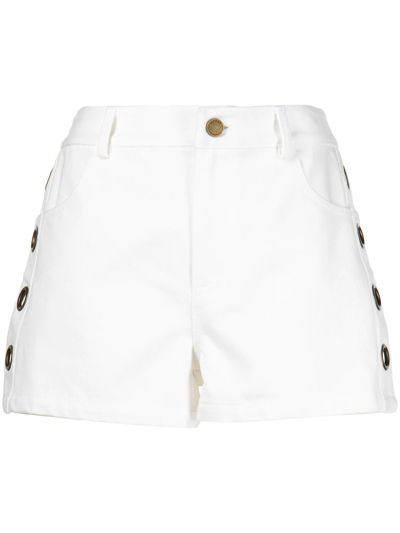 Shop Monse Grommet Denim Shorts In Weiss