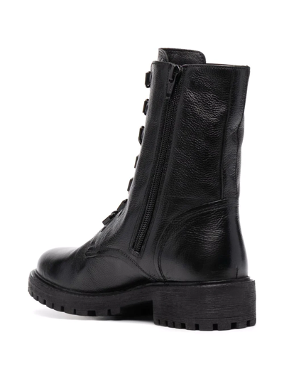 Geox Lace-up Leather Boots In Schwarz
